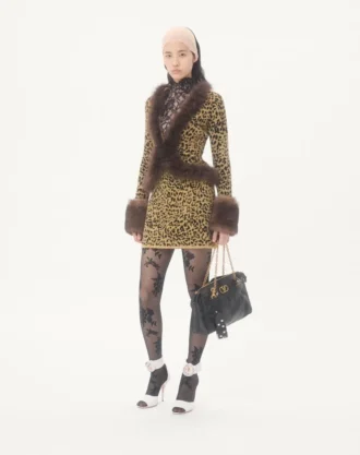 Chaqueta de punto jacquard con estampado animal y lurex