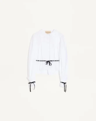 Camisa de popelín de algodón bordada