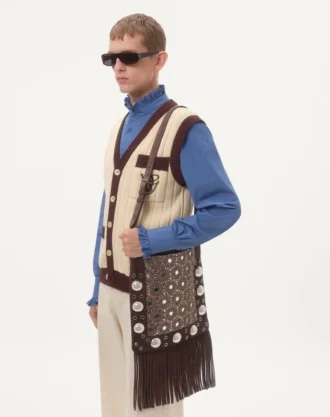Camisa de popelín de algodón con plastrón y volantes
