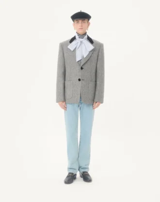 Camisa de popelín de algodón Valentino con cuello bufanda y bordado VLogo