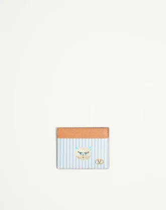 Cartera Valentino Garavani Vlogo Signature en piel de becerro granulada con estampado Le Chat de la Maison