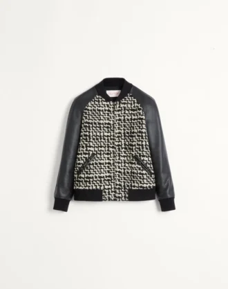 Chaqueta bomber de tweed de lana con parche Chez Valentino