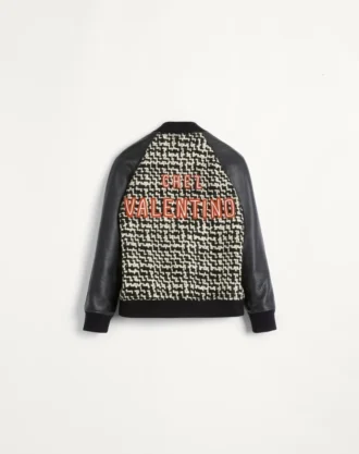 Chaqueta bomber de tweed de lana con parche Chez Valentino