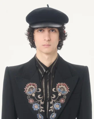 Chaqueta bordada con cinturón de Valentino en lana Grain De Poudre