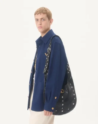 Chaqueta camisa de gabardina de algodón Valentino con VGold