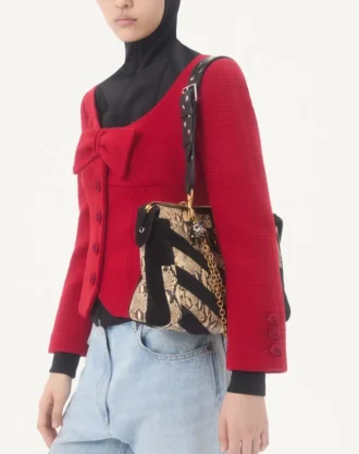 Chaqueta corta de tweed de lana liso