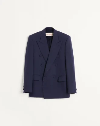 Chaqueta cruzada de gabardina de lana