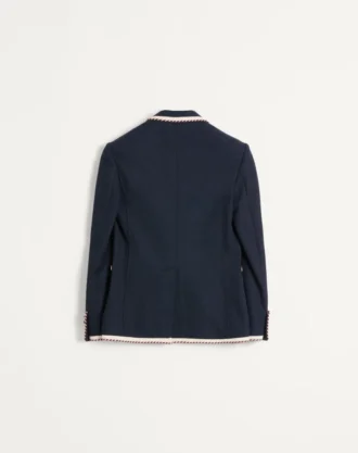 Chaqueta de algodón jersey de botonadura sencilla con ribete torchon