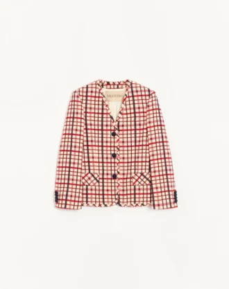 Chaqueta de lana con estampado de cuadros