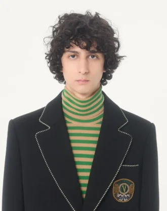 Chaqueta de lana de botonadura sencilla con parche Valentino