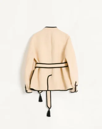 Chaqueta de seda y lona de yute con bordado VG
