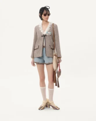 Chaqueta ligera de tweed Pied De Poule