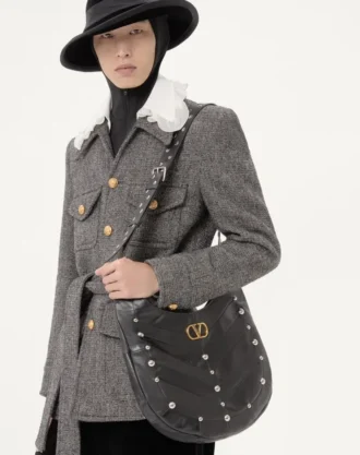 Chaqueta safari de lana con botones y cinturón de Valentino