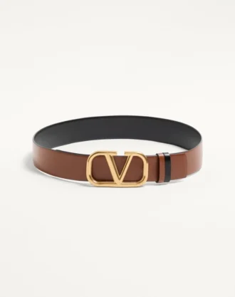 Cinturón reversible con el logotipo Vlogo en piel de becerro brillante de 40 mm