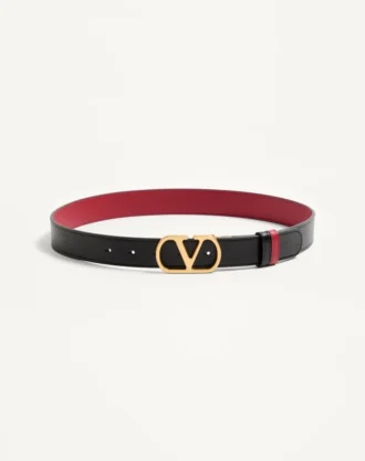 Cinturón reversible de piel de becerro brillante VLogo Signature – 30 mm / 1,2 pulgadas.
