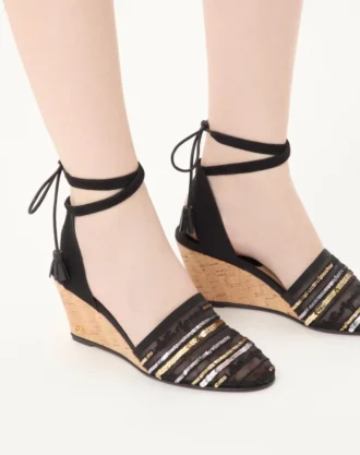 Cuña de malla La Cruisette con bordado 75 mm