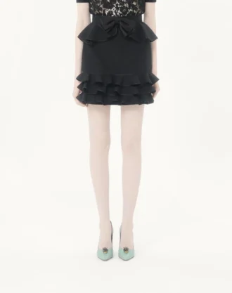 Falda corta de crepé couture