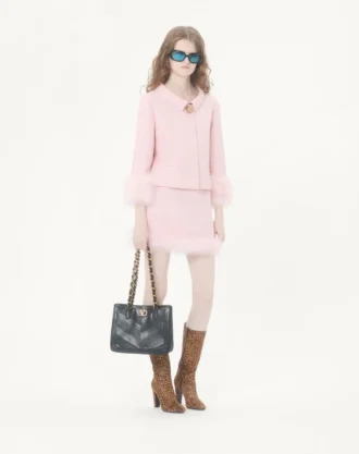 Chaqueta de crepé couture con plumas