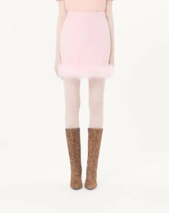 Falda corta de crepé couture con plumas