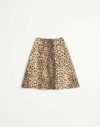 Falda de lana con estampado de manchas de jaguar