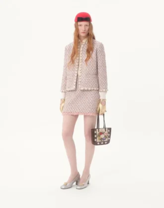 Falda de tweed con cinta