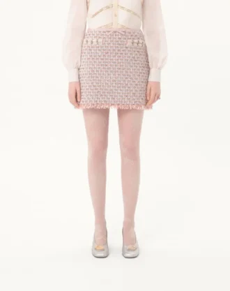 Falda de tweed con cinta
