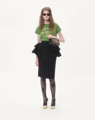 Falda midi de crepé couture
