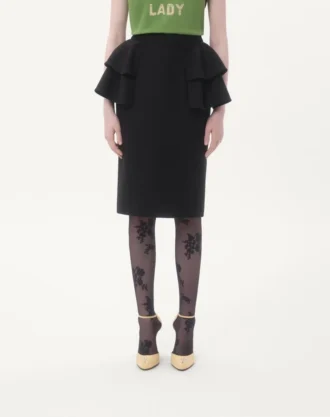 Falda midi de crepé couture