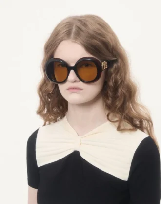 Gafas redondas de acetato con un estilo dramático de los años 60