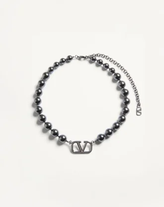 Gargantilla metálica con el logotipo VLogo y perlas Swarovski®
