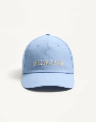 Gorra de béisbol de denim con bordado de Chez Valentino