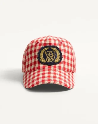 Gorra de béisbol Valentino Garavani de algodón y lana con parche
