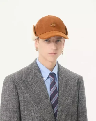 Gorra de béisbol Valentino Garavani Vlogo Signature en ante y piel de oveja