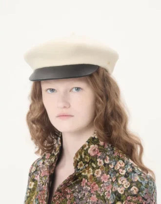 Gorra de lana con visera de cuero y logotipo VLogo de Valentino Garavani