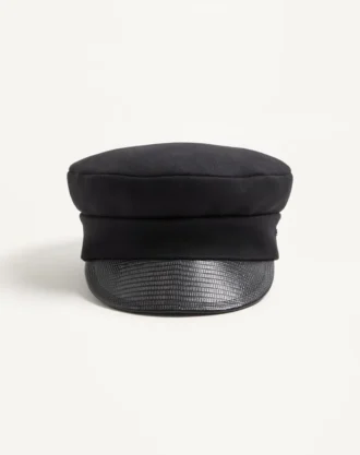 Gorra de lana VLogo Signature con visera de cuero