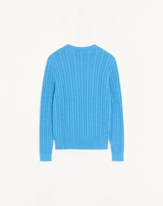 Jersey de cuello redondo de algodón con trenzado de Valentino y logotipo V en el pecho