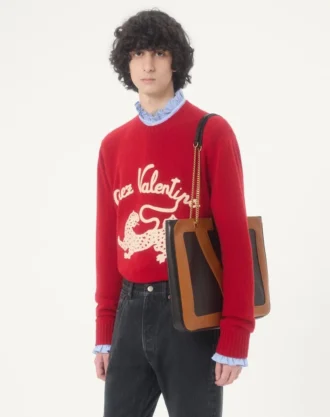Jersey de lana Valentino con bordado Chez Valentino y pantera