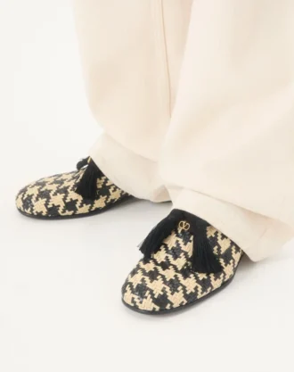 Mj Blues Derby de pata de gallo en piel trenzada