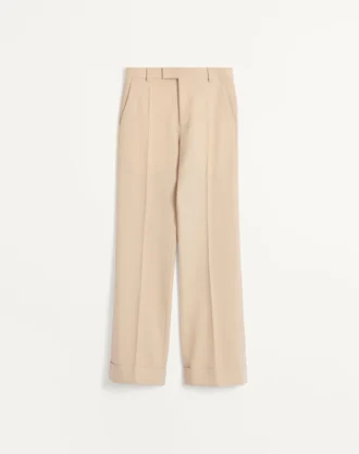 Pantalones de gabardina de lana con vueltas