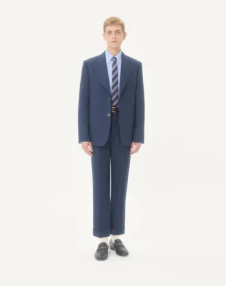Pantalones de gabardina de lana con vueltas