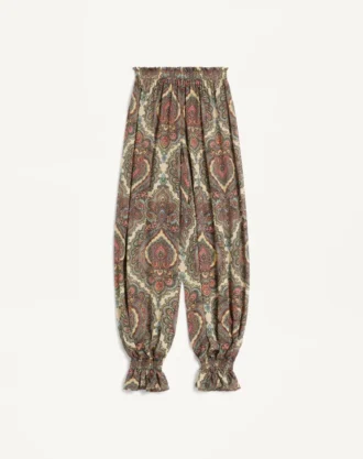 Pantalones de georgette con estampado Voyage Imaginaire en cachemira