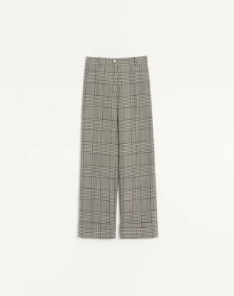 Pantalones de lana con estampado de pata de gallo
