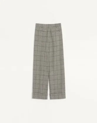 Pantalones de lana con estampado de pata de gallo