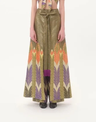 Pantalones de lurex con estampado Voyage Imaginaire