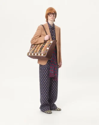 Pantalones ligeros de lino con vuelta y estampado Voyage Imaginaire