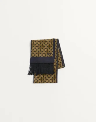 Pañuelo bandeau de seda con flecos