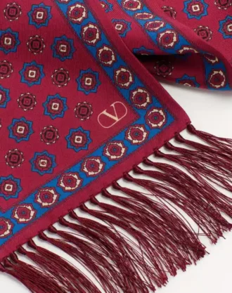 Pañuelo bandeau de seda con flecos