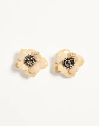 Pendientes Fleur Lumineuse en metal, esmalte y tela