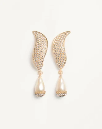 Pendientes Poetique Des Gouttes de metal, perlas y cristales Swarovski®