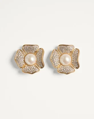 Pendientes San Fin de metal con cristales Swarovski® y perlas